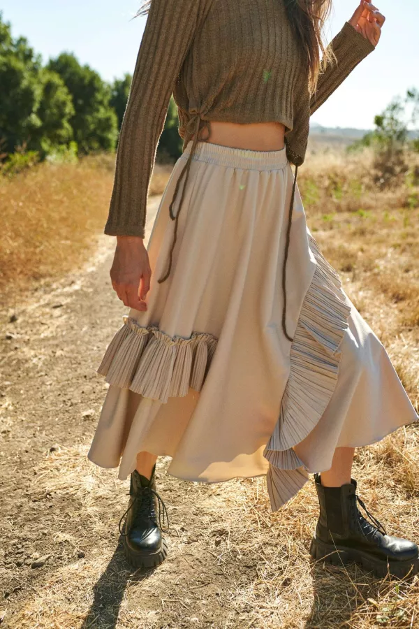 Ruffle Midi Skirt