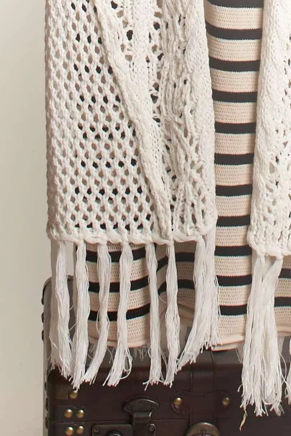 Wholesale Sleeveless Crochet Long Cardigan with Fringe - Mello