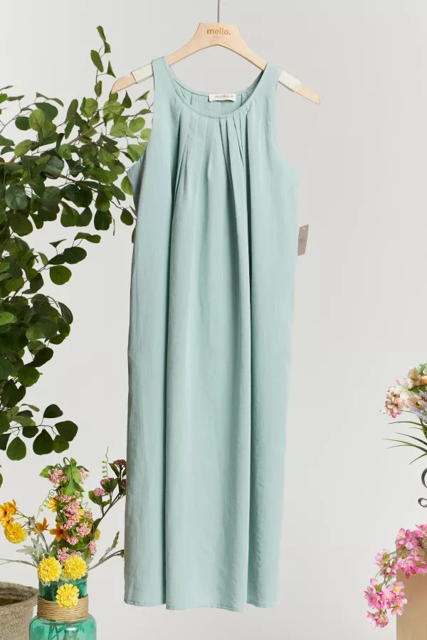 wholesale clothing sleeveless midi dress with split back detail mello