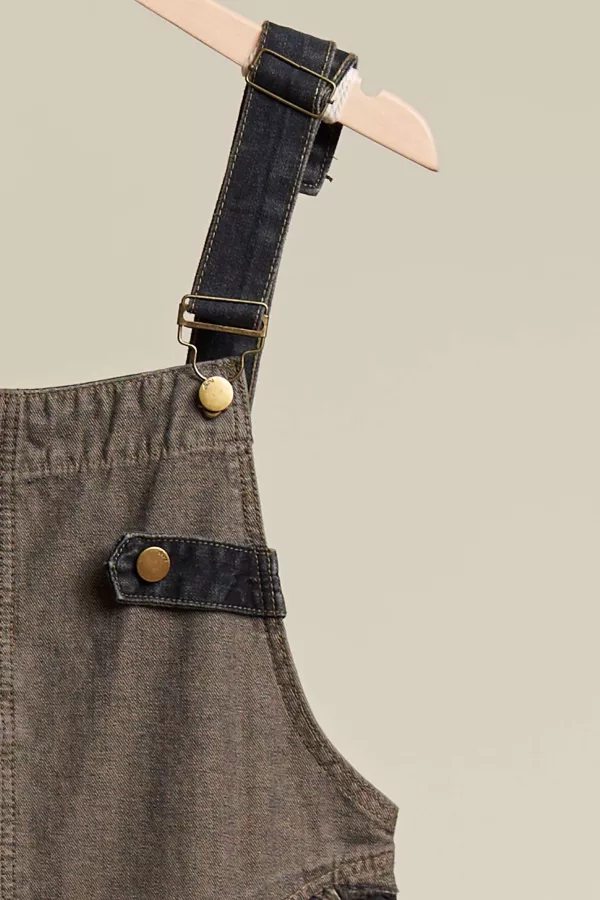 Denim Color Block Overall Dress