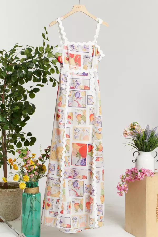 wholesale Sleeveless Multi Print Maxi Dress mello