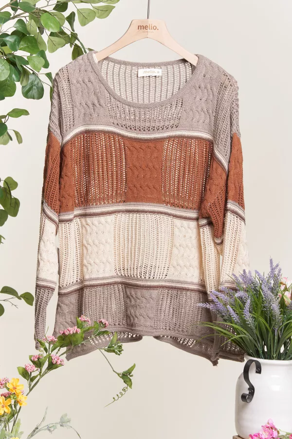 wholesale Color Block Spring Sweater mello
