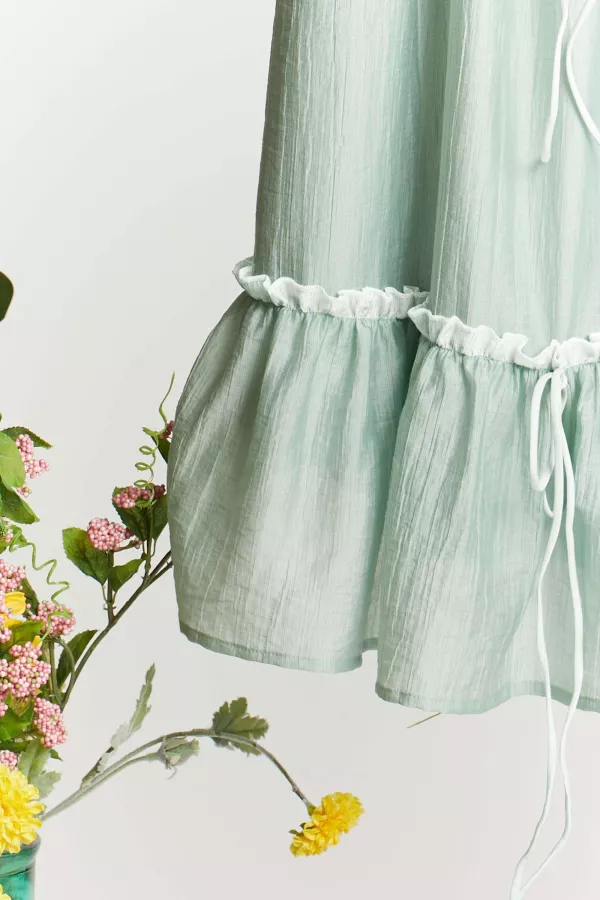 Spaghetti Tiered midi Dress with Drawstring
