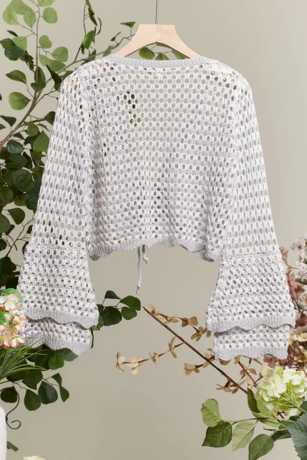 Wholesale Crochet Bubble Sleeve Crop Bolero Cardigan - Mello