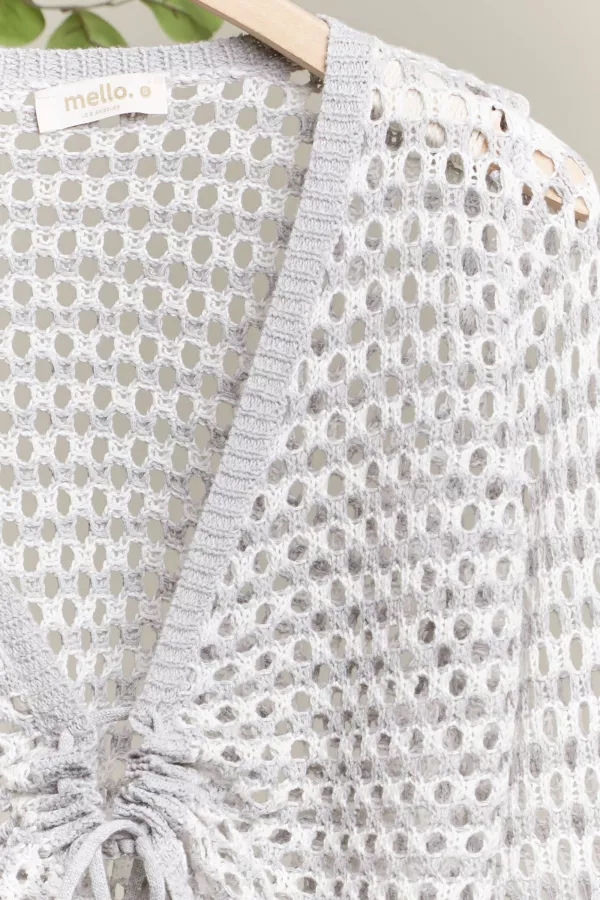 Wholesale Crochet Bubble Sleeve Crop Bolero Cardigan - Mello