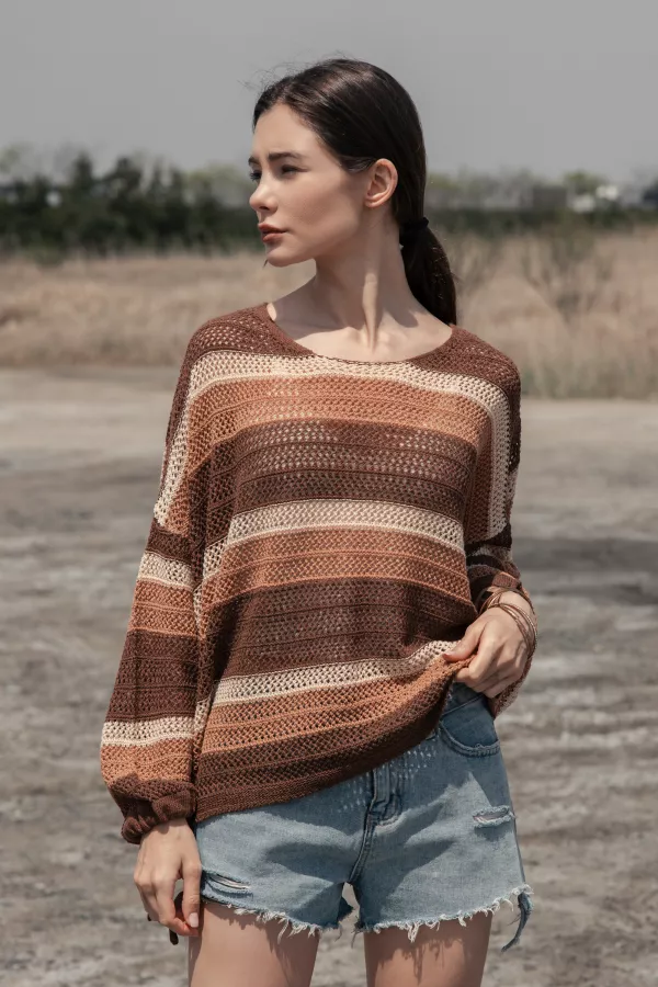 wholesale clothing oversize multi striped sweater mello