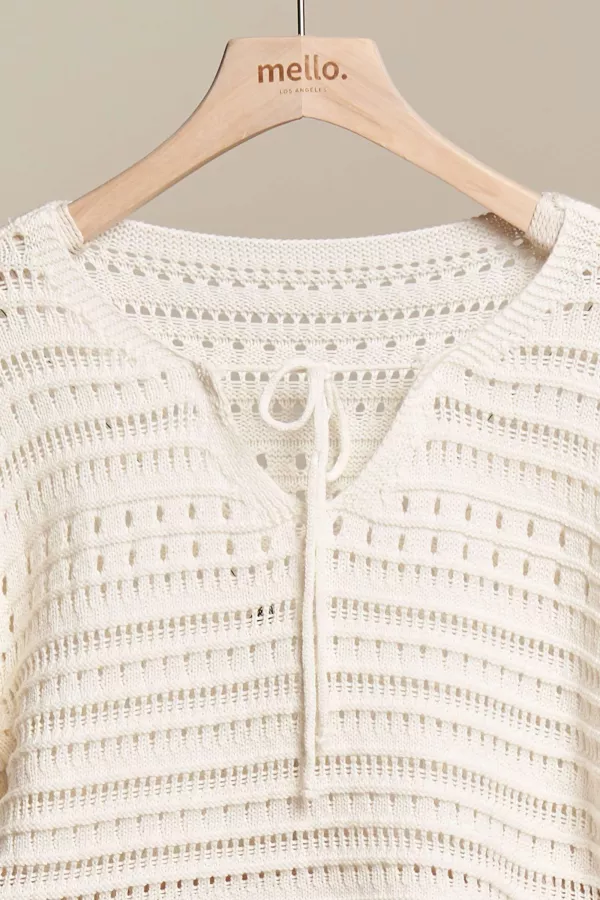 Cropped Sweater with Front Lace Tie