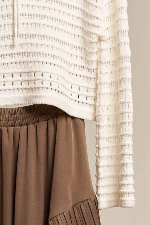 Cropped Sweater with Front Lace Tie