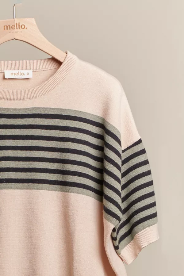Round Neck Multi Stripe Knit Top