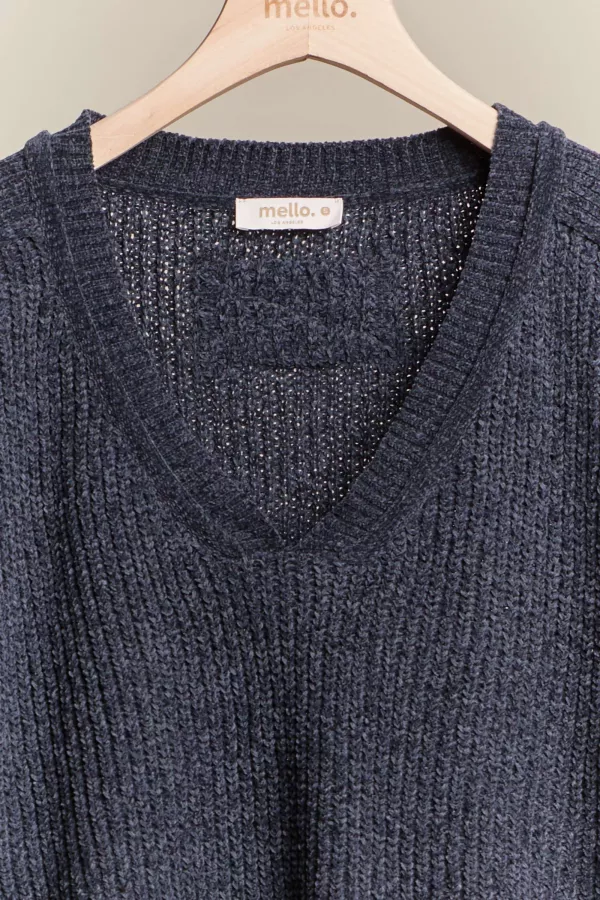 Deep V Neck Cropped Ribbed Sweater