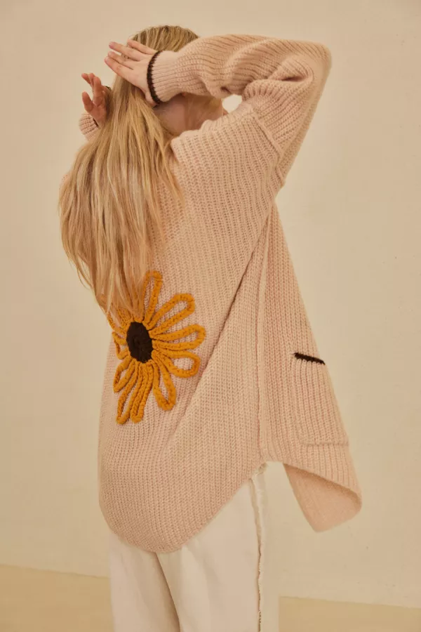 wholesale clothing sunflower embroidered cardigan mello