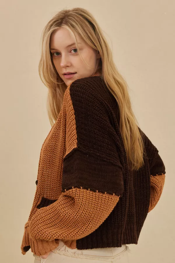 Color Block Oversize Cardigan