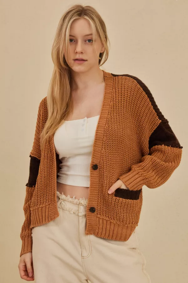 Color Block Oversize Cardigan