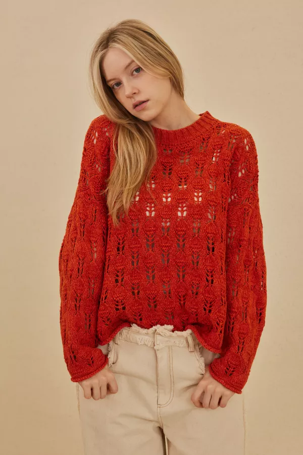 wholesale clothing see through loose fit sweater mello