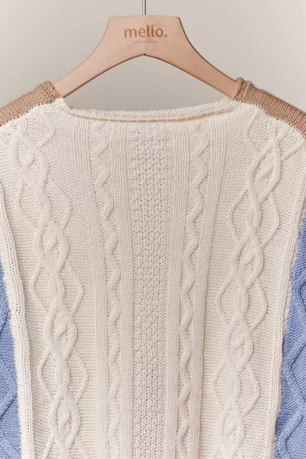 Color Block Sweater with Laced Sleeves