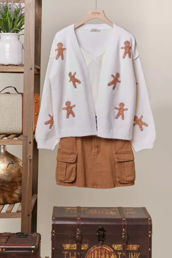 wholesale clothing gingerbread man patch cardigan mello