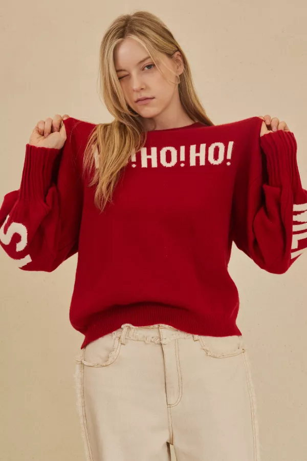 wholesale clothing christmas sweater with lettering mello