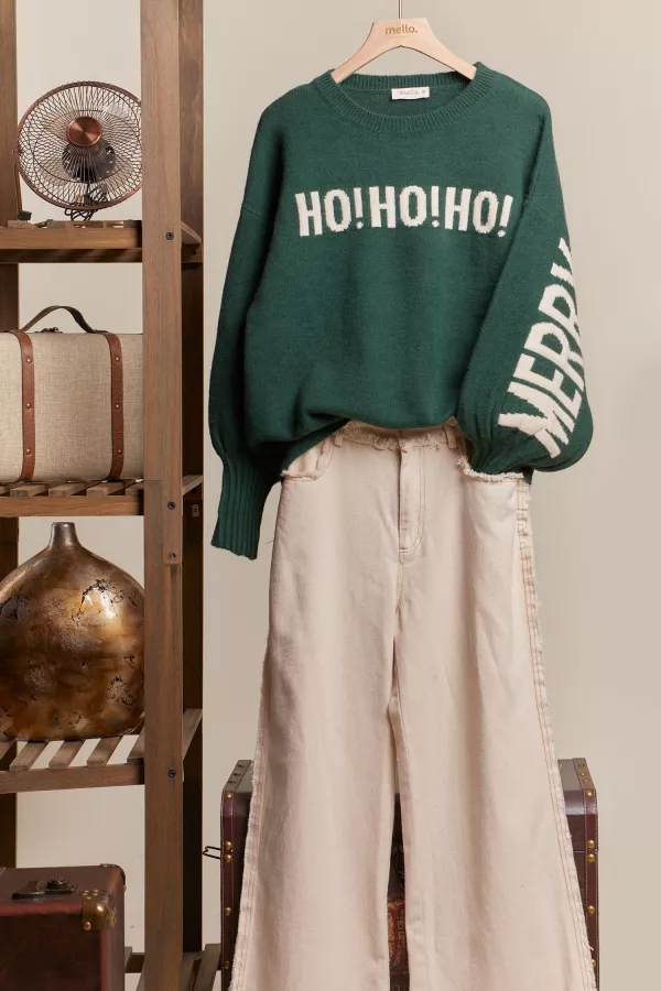 wholesale clothing christmas sweater with lettering mello