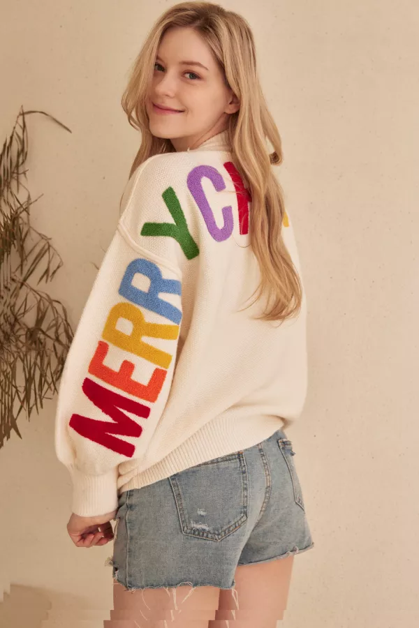 wholesale clothing christmas sweater with lettering mello