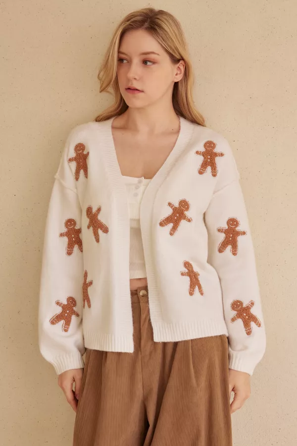 wholesale clothing gingerbread man patch cardigan mello