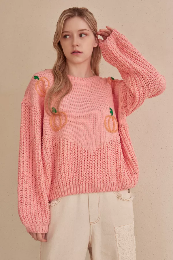 wholesale Loose Fit Sweater with Pumpkin Patches mello