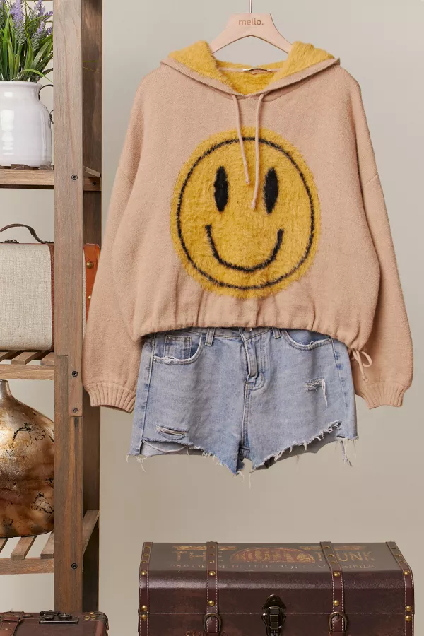 wholesale clothing hoodie smiley face front long sleeves sweater mello