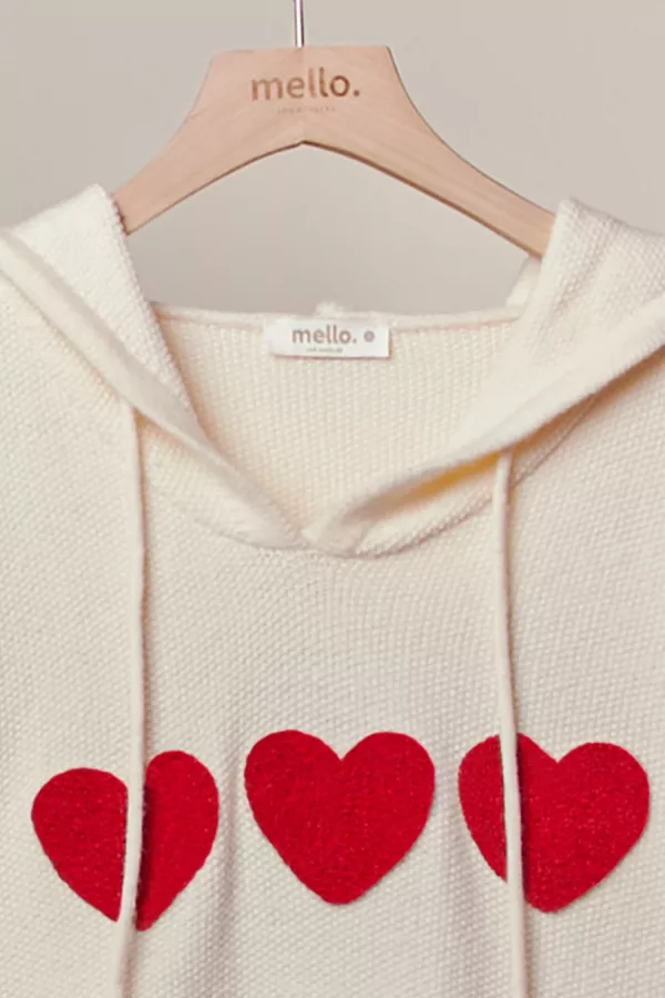 Heart Striped Sweater with Hoodie