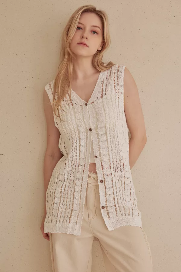 wholesale clothing open front crochet vest with vintage charm mello