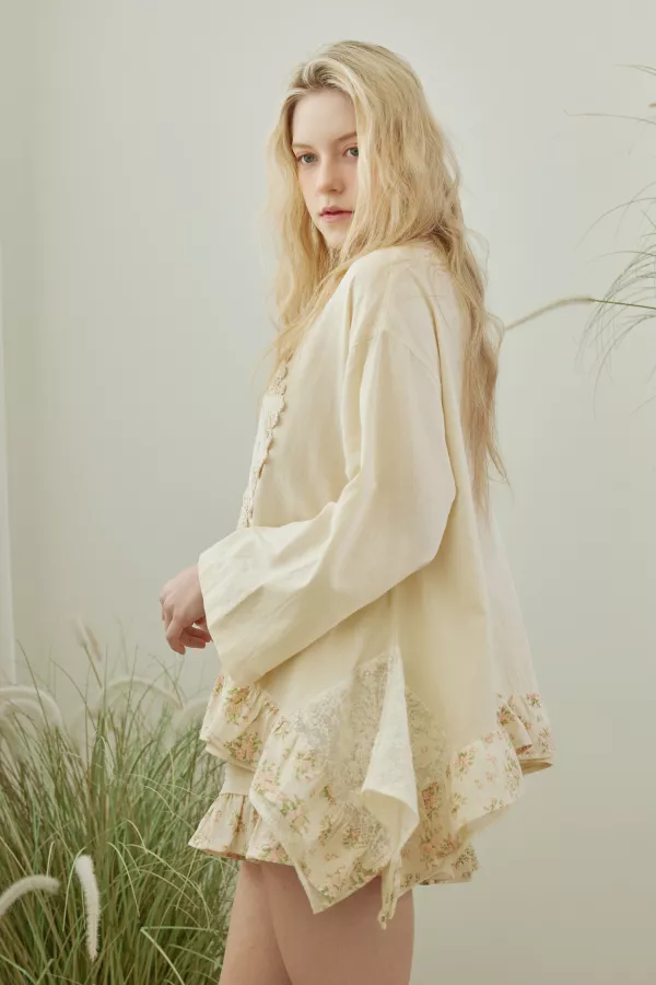 Boho Frilled Floral Crochet Patchwork Top