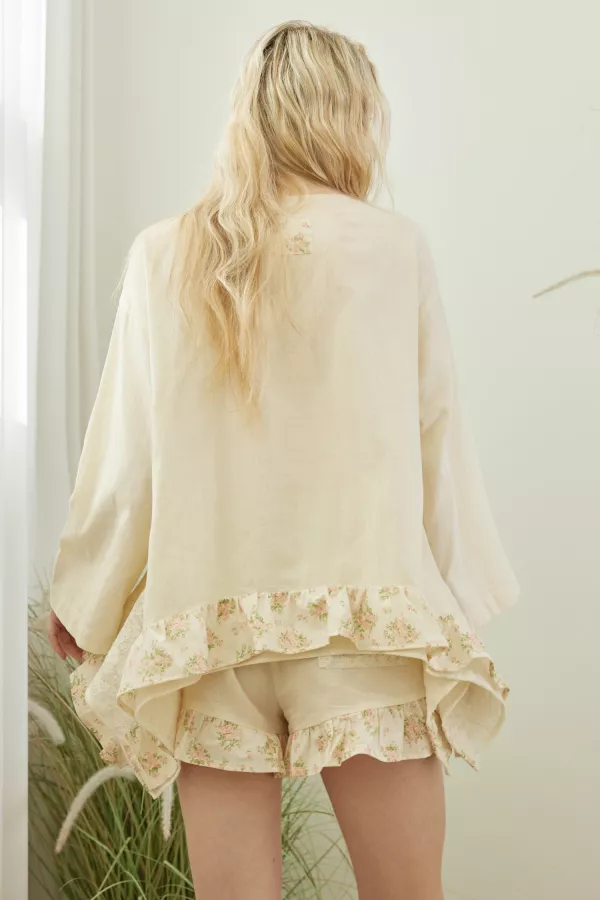 Boho Frilled Floral Crochet Patchwork Top
