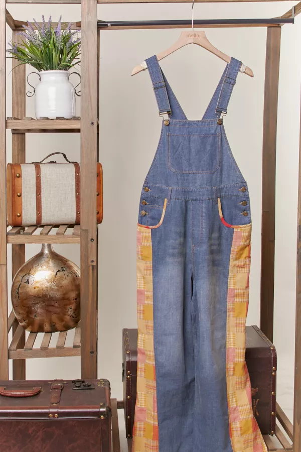 wholesale clothing denim patchwork overall mello