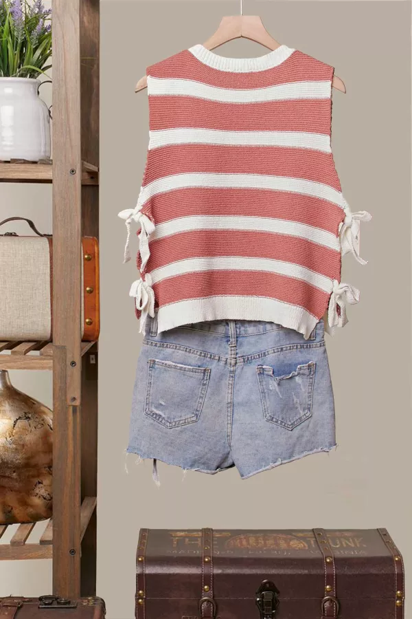 Striped Knit Sleeveless Vest