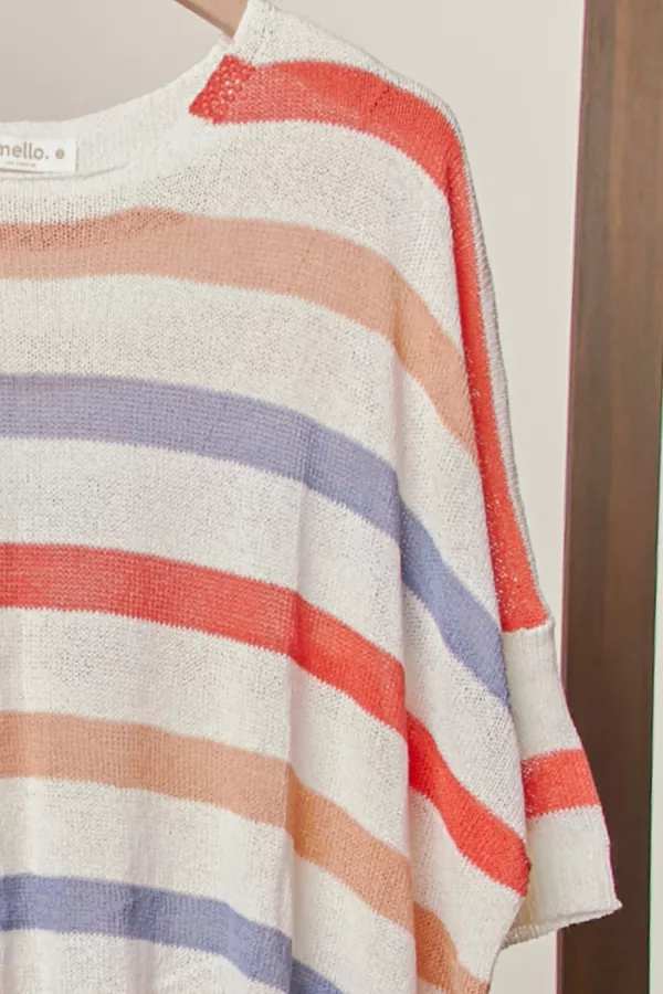 Loose Fit Multicolor Striped Knit Top