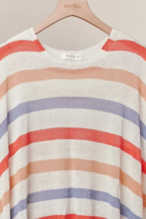 Loose Fit Multicolor Striped Knit Top