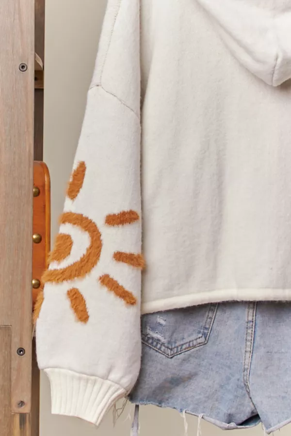 Sun Patched Loose Fit Hoodie Sweater