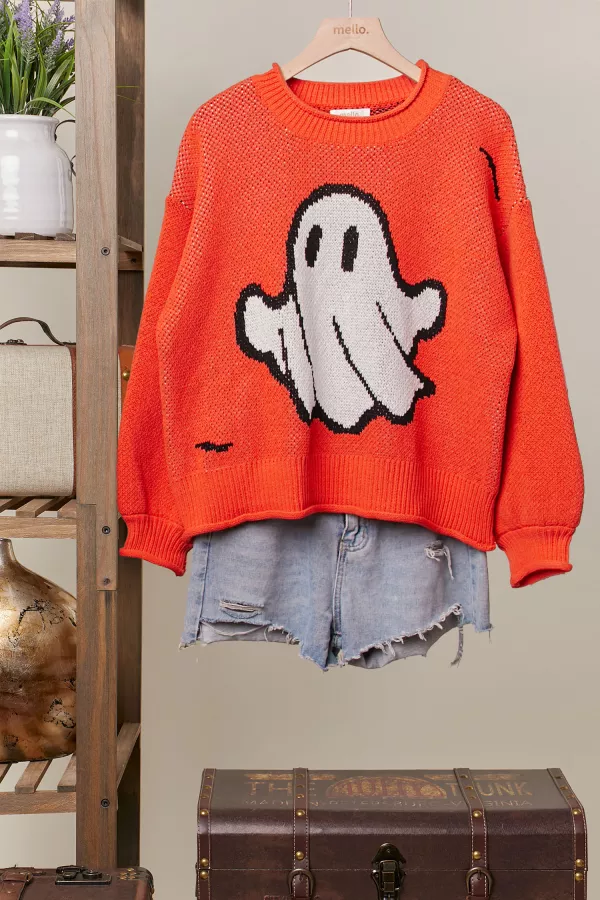 wholesale clothing halloween spooky face  ghost knit mello