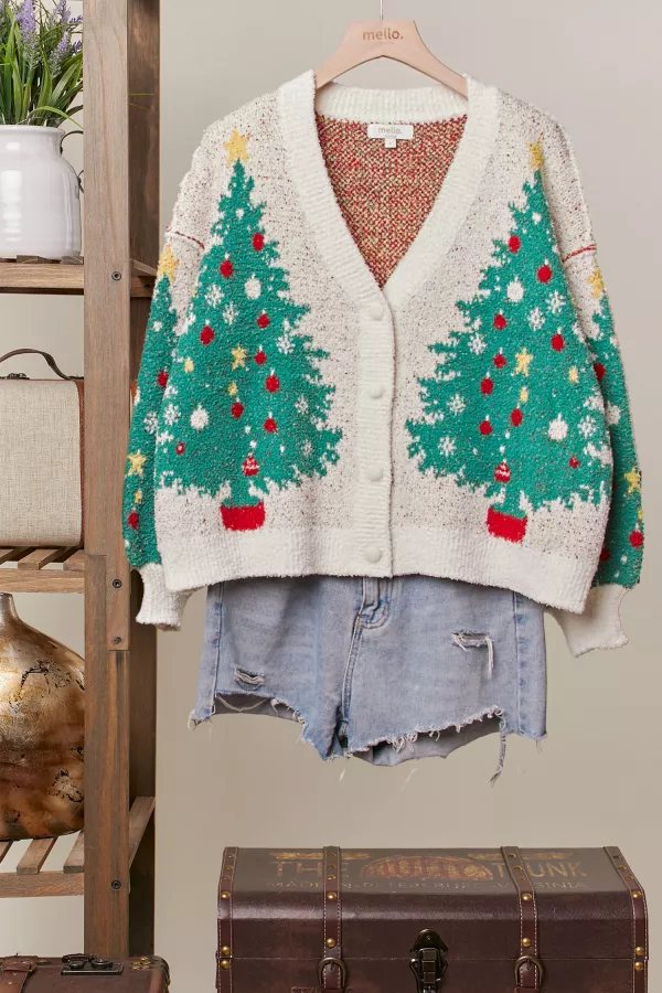 wholesale clothing merry pine v-neck knit cardigan mello