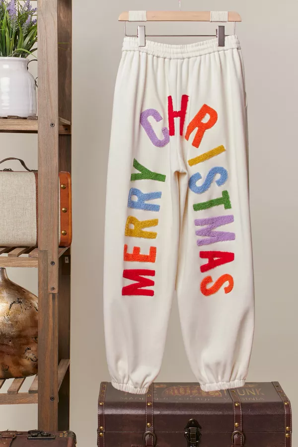 wholesale clothing christmas pants with lettering mello
