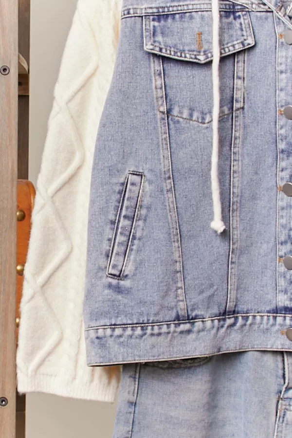 Cable Knit Sleeve Denim Jacket