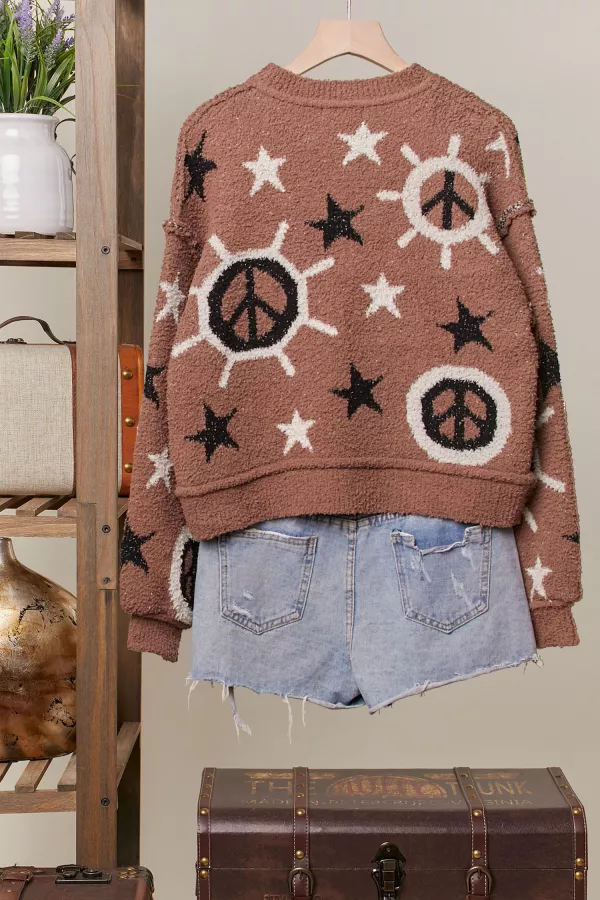 wholesale clothing stars peace pattern sweater mello