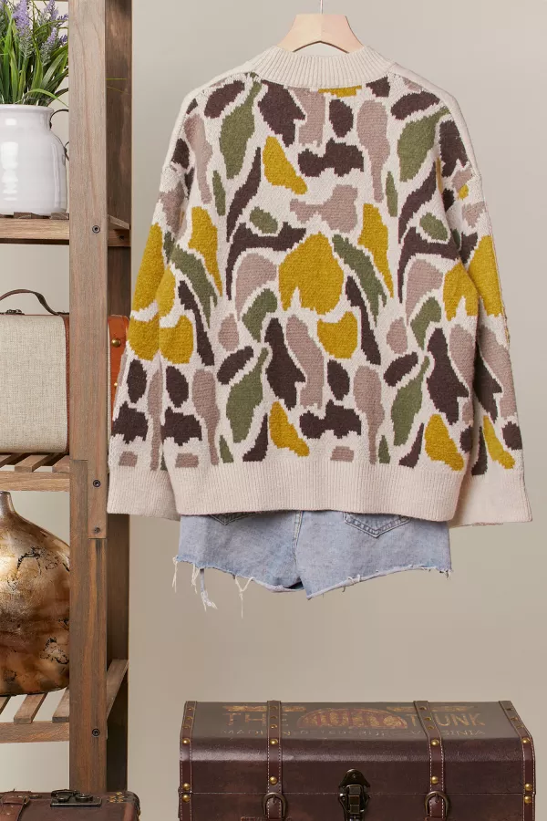 wholesale clothing camo knit sweater mello