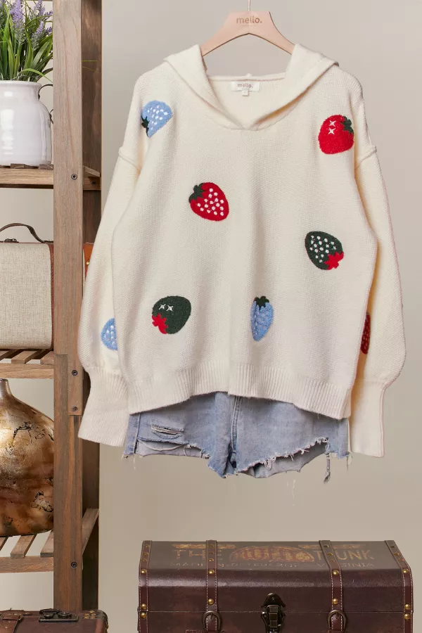wholesale clothing strawberry patchwork hoodie knit mello