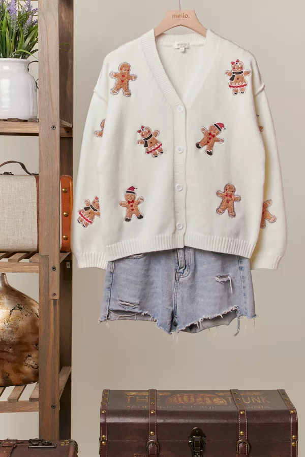 wholesale clothing gingerbread patch cardigan mello