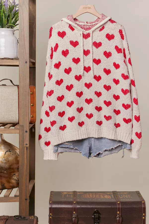 wholesale clothing heart pattern hoodie knit sweater mello