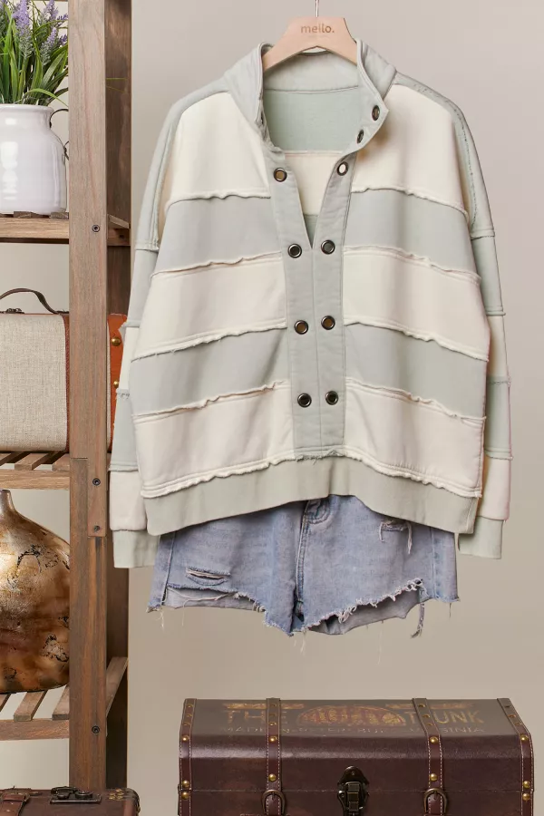 wholesale clothing eyelet color block sweater mello
