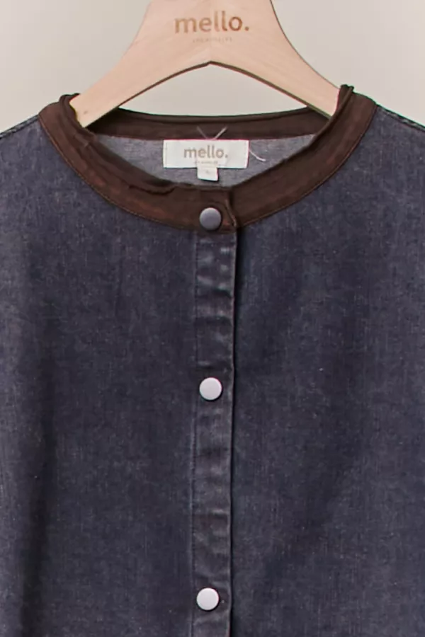 Mandarin Collar Denim Jacket