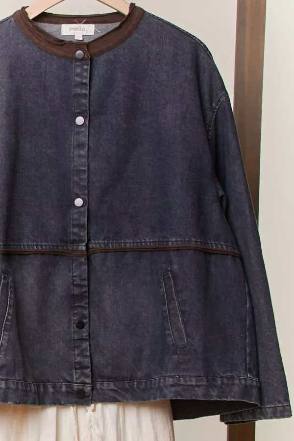 Mandarin Collar Denim Jacket