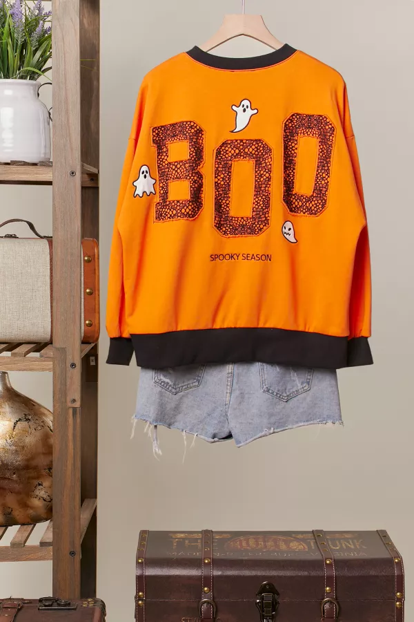 wholesale clothing halloween spooky face  ghost  sweatshirt mello