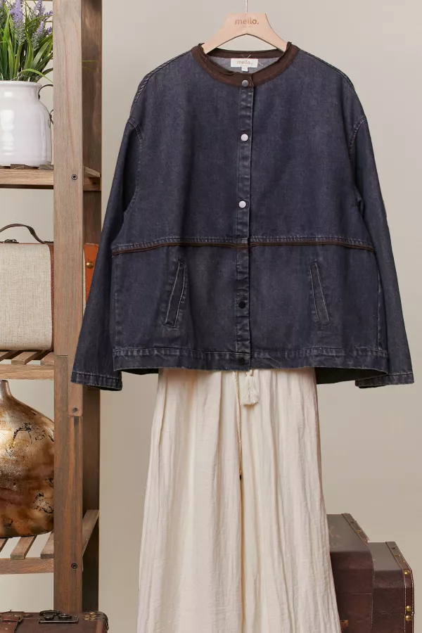 wholesale clothing mandarin collar denim jacket mello