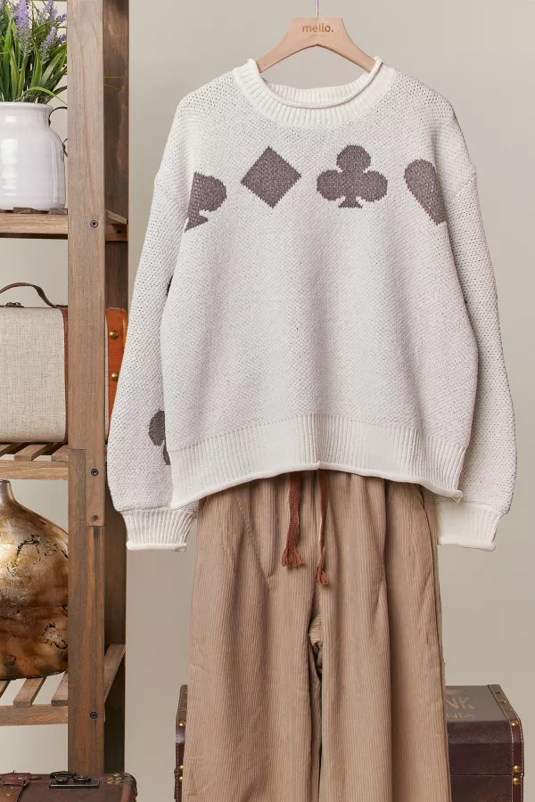 wholesale clothing playing card pattern sweater mello